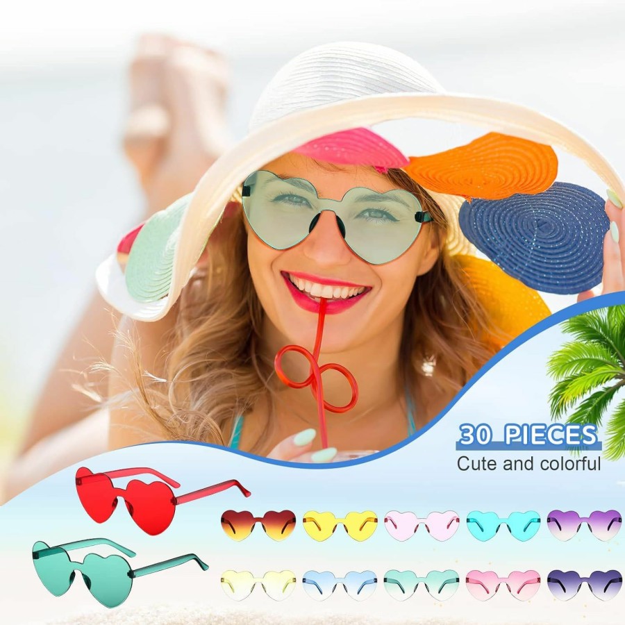 Sunglasses | Flutesan Flutesan 30 Pairs Heart Shaped Sunglasses Beach ...